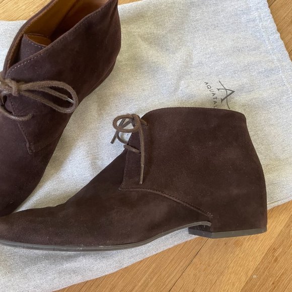 Aquatalia Brown Suede Lace Up Booties Size 7 - Picture 4 of 10